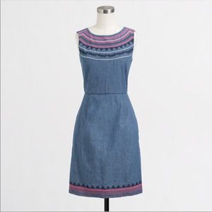 J Crew Embroidered Chambray Dress